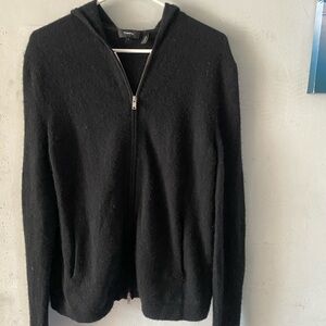Theory men’s Black Zip-Up Hoodie cashmere large